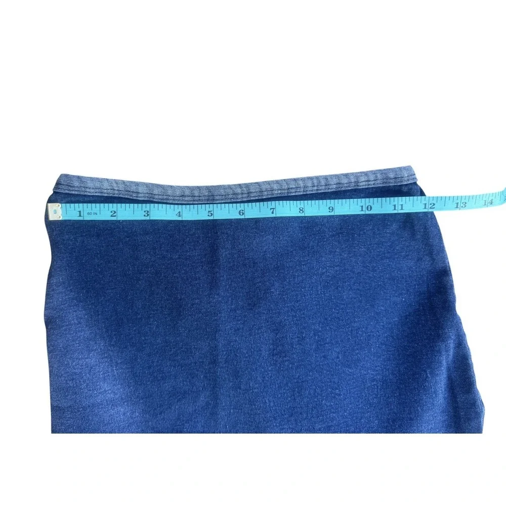 Lipstick O'Amore Vintage Denim Skirt Small Stretch High Low Frayed Y2K Midi Blue